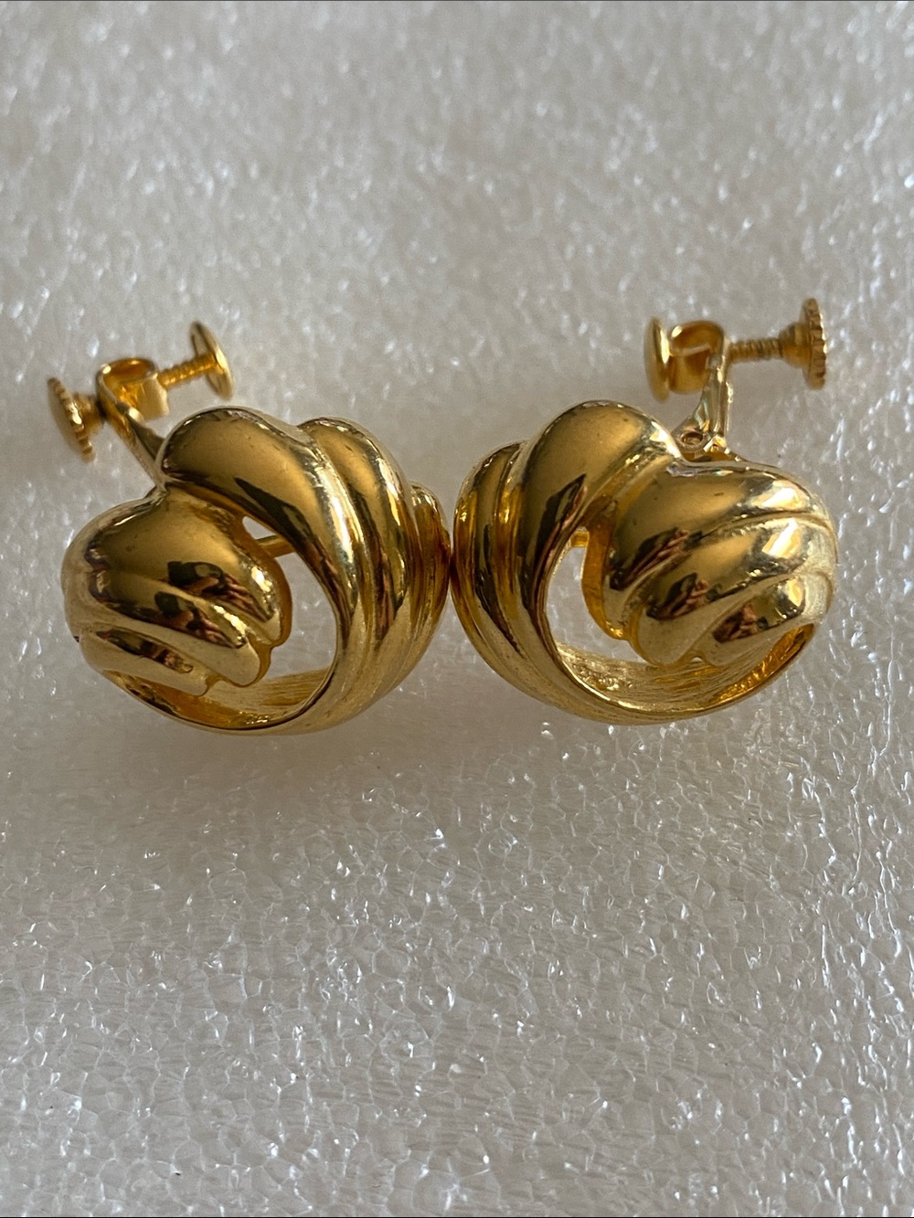 Vtg Goldette Gold-Tone Twisted Hoop Clip-On Earrings